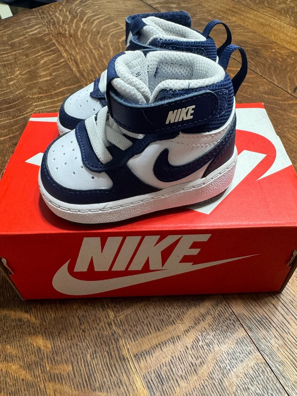 Nike Toddler Navy and White High-Top Sneakers